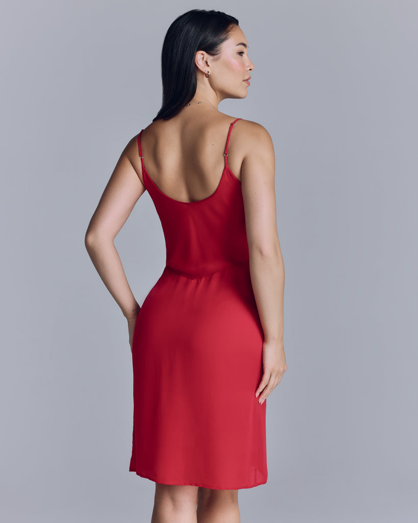 Vintage-inspired Cadel Scarlet slip from Araks is crafted from semi-sheer scarlet red washed silk georgette