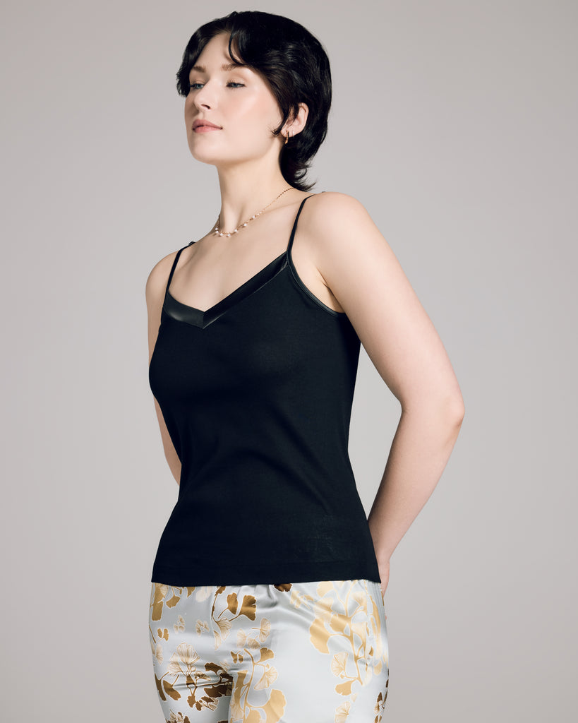 Boglietti's Elisa camisole is completely seamless through the body, with adjustable spaghetti straps and a satin inset at the vee neckline