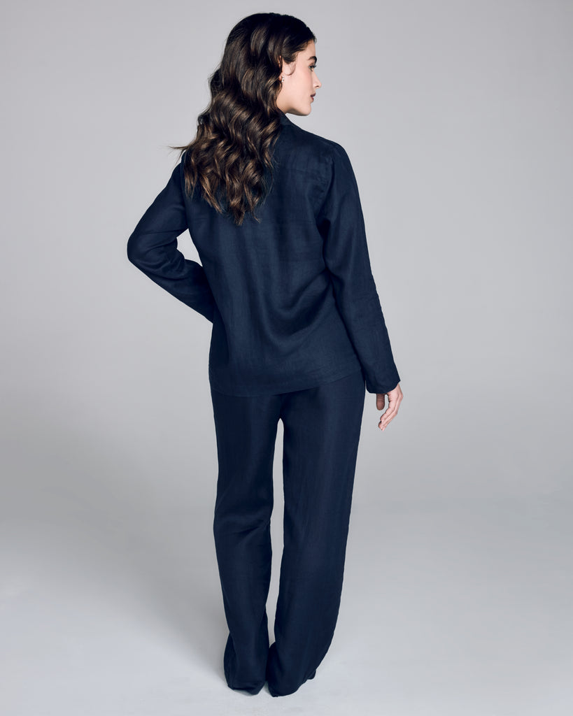 Sicily Navy Linen Pajama
