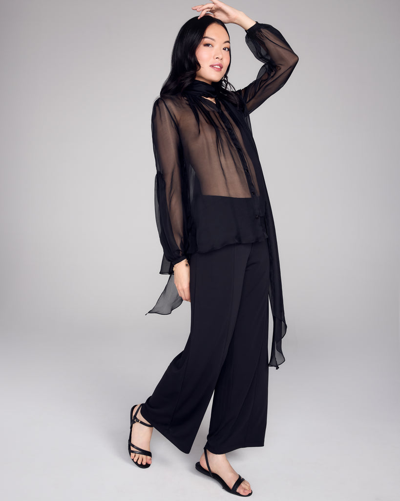 Brigitte Black Lavallière Blouse