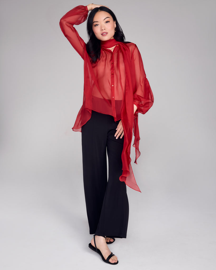 The lavallière tie at the neck of FrancesKa's Brigitte blouse can be worn down, wrapped like a scarf, or tied in a bow