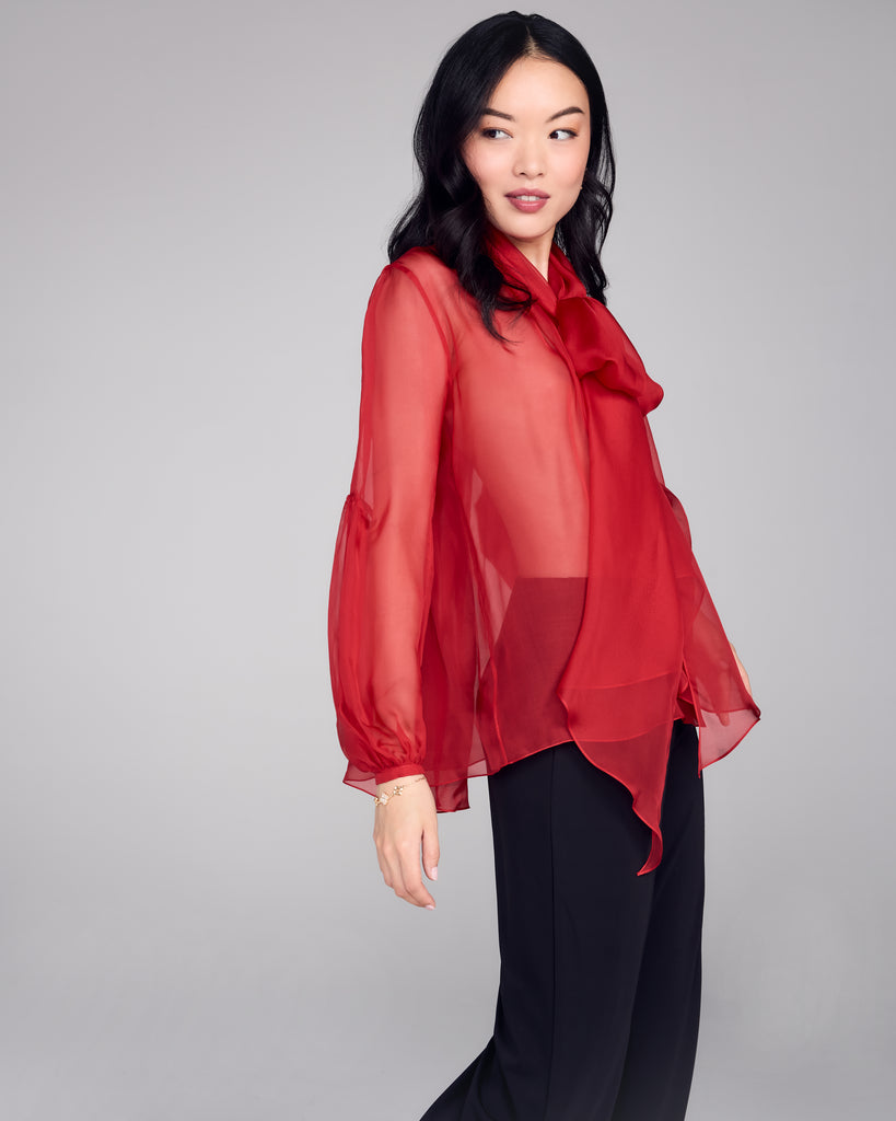 Brigitte Red Lavallière Blouse