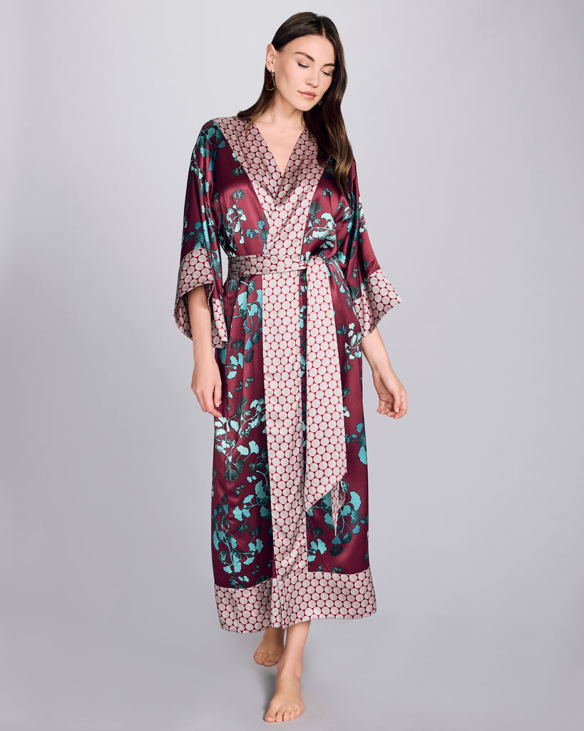 Karma On The Rocks Kobe Kazari Aqua Long Silk Robe