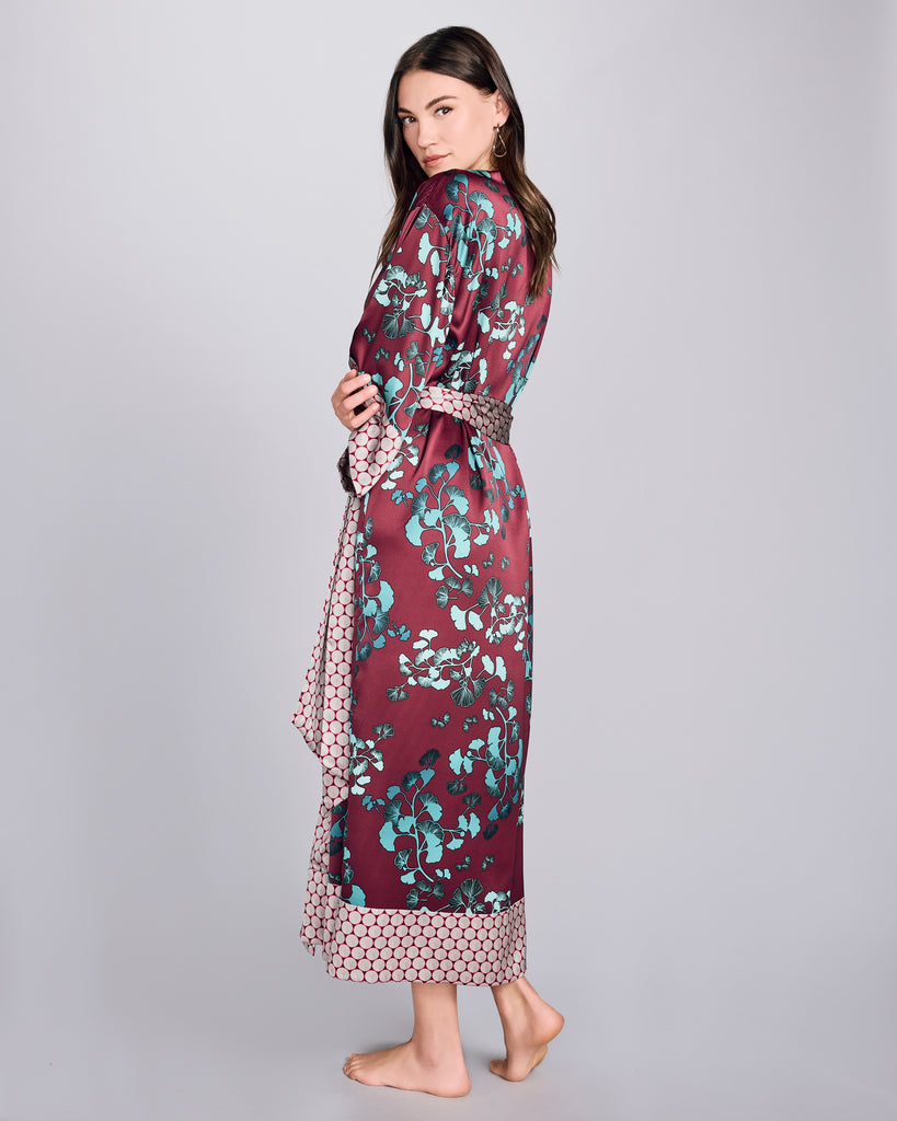 Kobe Kazari Aqua Long Silk Robe