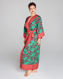 The one-size cut on Karma's Kobe Sayuri Jade robe is loose and easy, with 3/4 sleeves and an ankle length