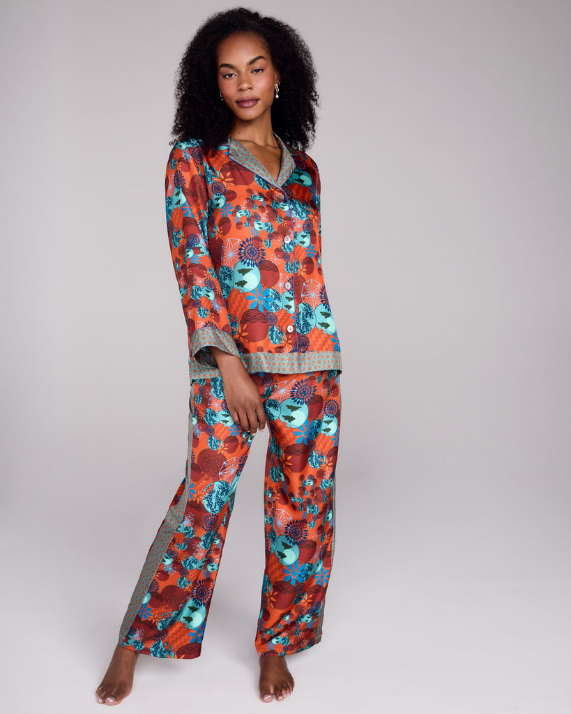Karma on the Rocks Isa Tama Coral Silk Pajama