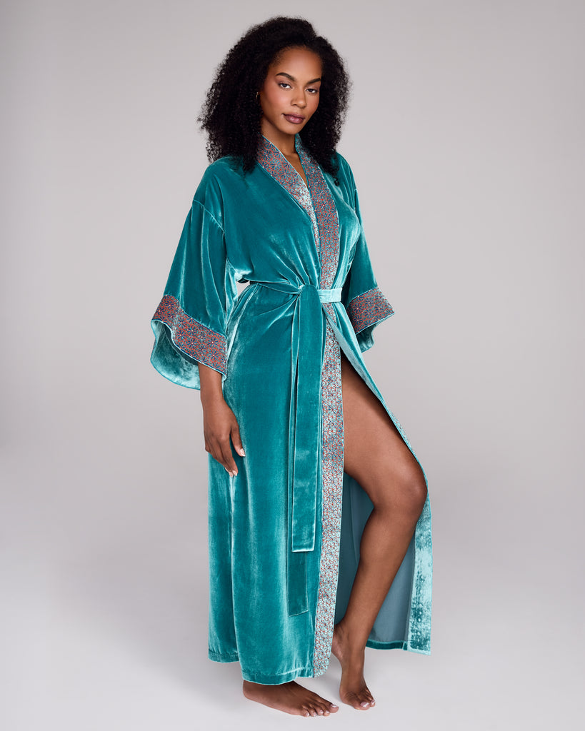 Karma on the Rocks Lagoon Silk Velvet Robe