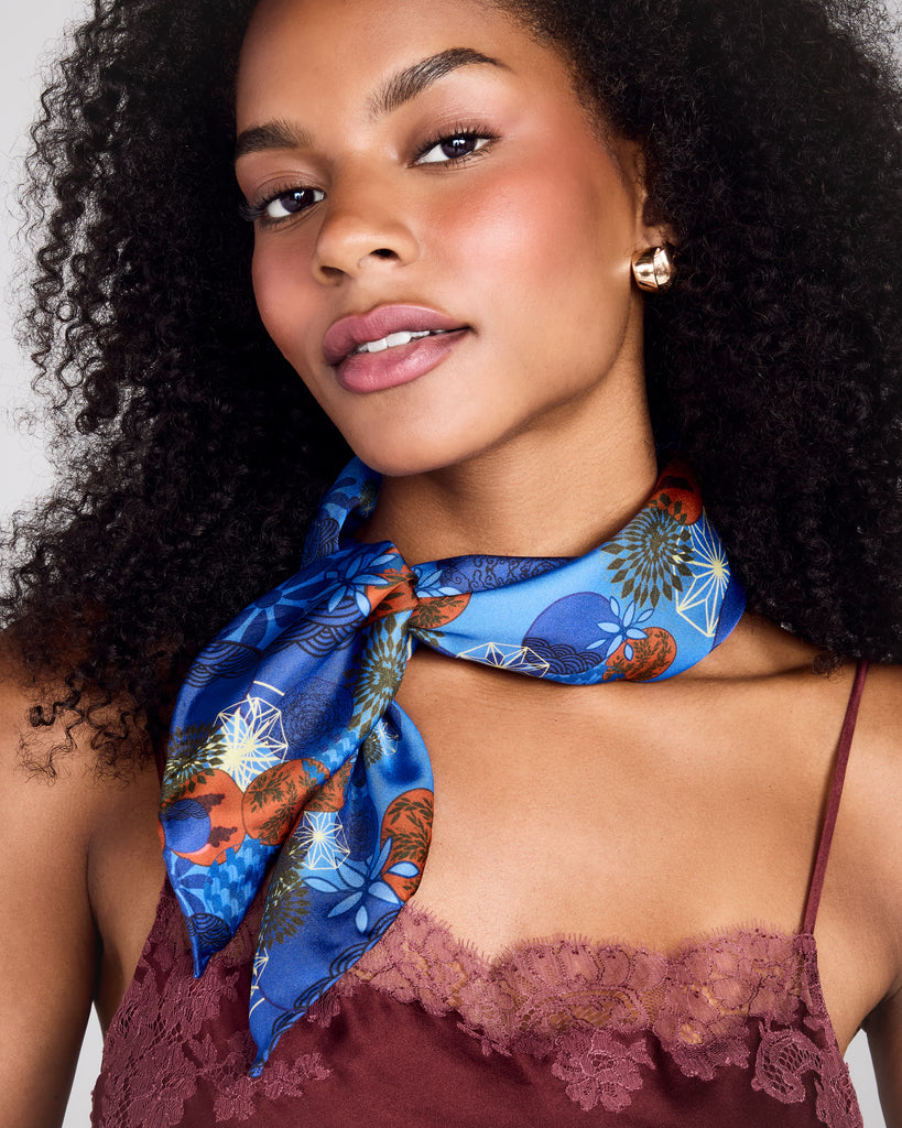 Karma on the Rocks Tama Blue Silk Scarf