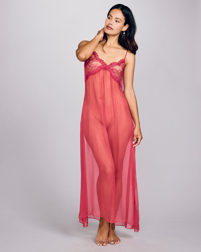 Layalina Assiyah Red Silk Mousseline Gown