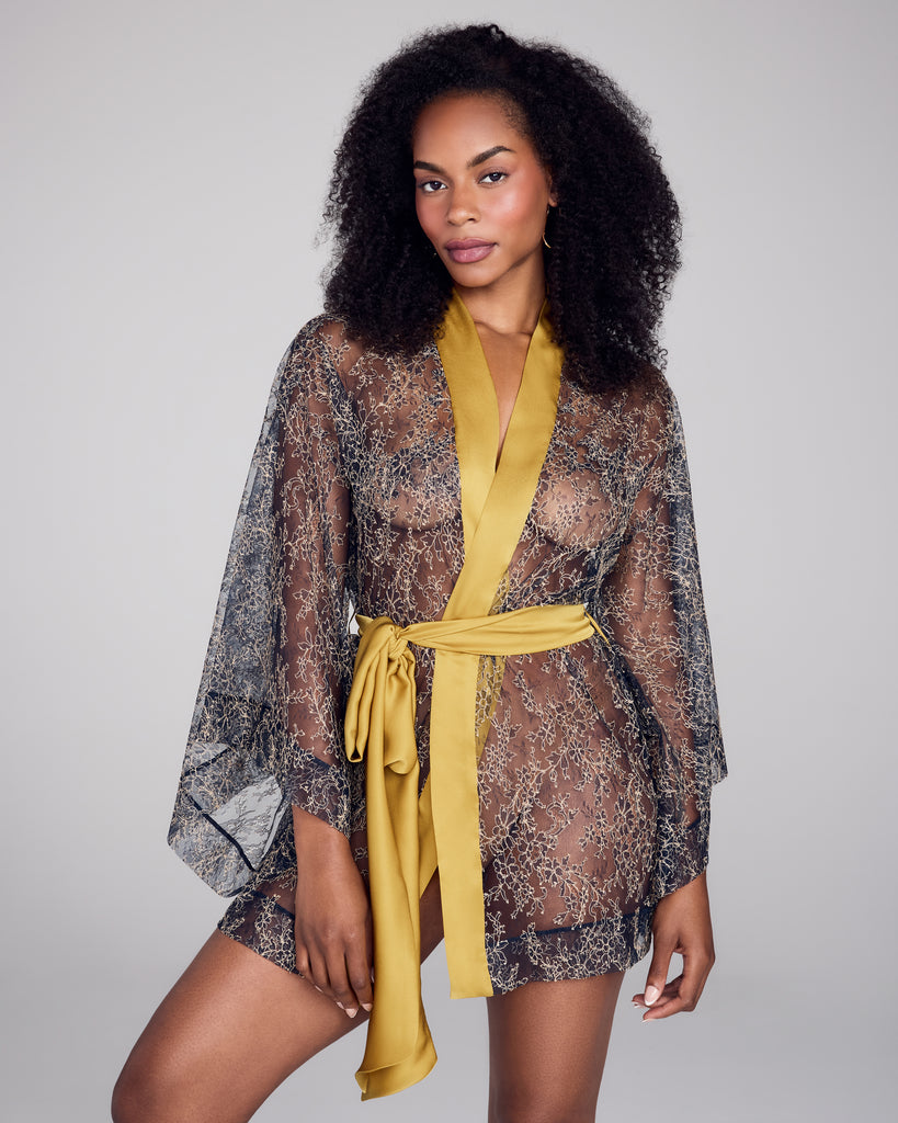 Merle Noir Navy Lace Robe