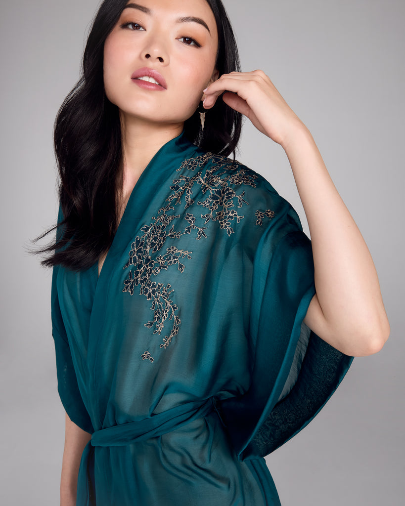 Teal Silk Chiffon Jacket