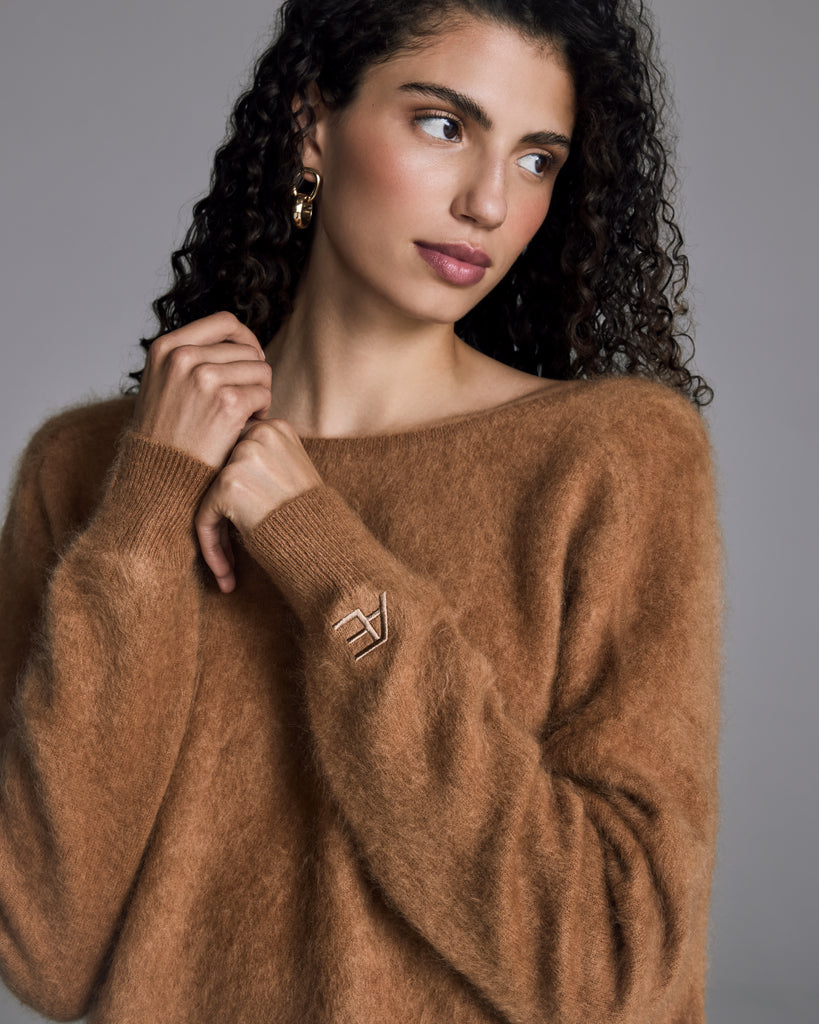 Raev Paris Brushed Camel Sensual Dive Cashmere Sweater