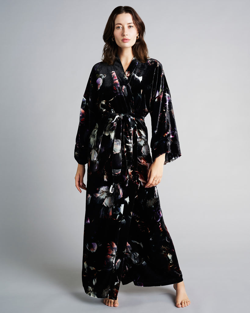 Christine Vancouver Moonlight Silk-Lined Silk Velvet Robe