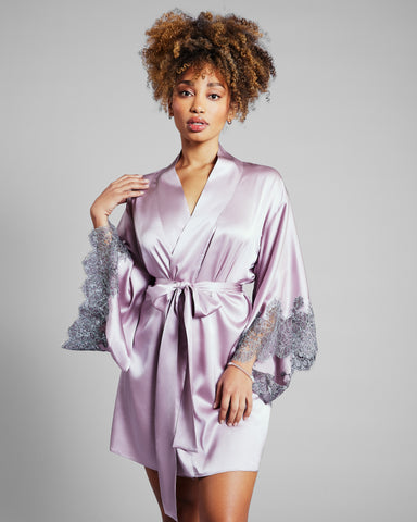 Elsa Teal Silk Kimono Robe