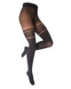Seductive Platone black tights from Trasparenze have the appearance of a stay-up stocking, with 50 denier opaque legs and a 20 denier sheer top