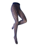 Playful seamless Diodira tights from Trasparenze have a graphic patterned openwork design, bold yet comfortable