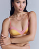 Non-underwired Beatrice bralette from Araks is crafted from yellow silk charmeuse and peach silk chiffon