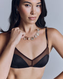 Non-underwired Beatrice bralette from Araks is crafted from espresso silk charmeuse and walnut silk chiffon