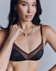 Non-underwired Beatrice bralette from Araks is crafted from espresso silk charmeuse and walnut silk chiffon