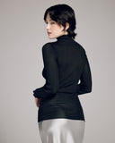 Black Silk Rollneck Top