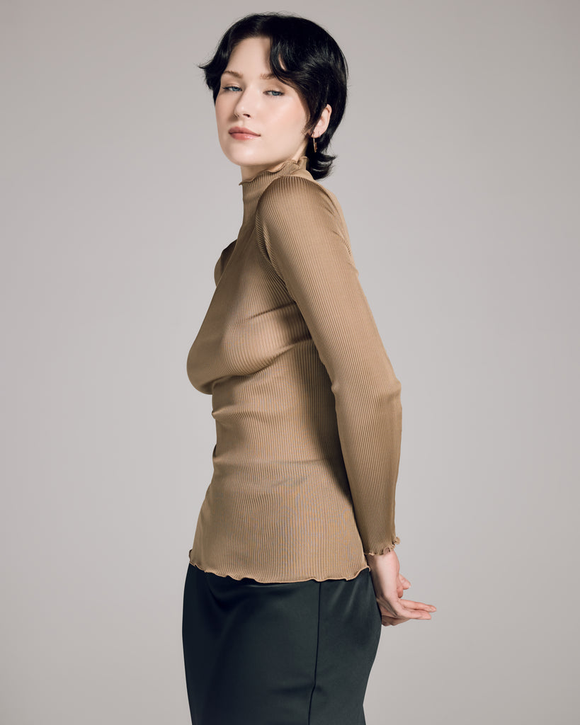 Gold Silk Rollneck Top