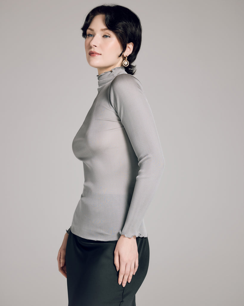 Silver Silk Rollneck Top