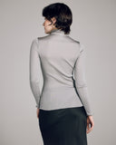 Lightweight silver rib silk top from Aromatique will stretch to hug every curve, hitting at the hip on most