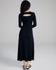Aromatique's wool sweater dress has long sleeves, with a fitted torso and a cutout that can be worn either to the front or back