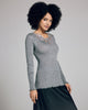The Bridget grey long sleeve top from Boglietti is crafted from a ribbed knit silk wool blend