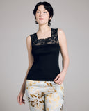 Boglietti's black Gilda camisole is crafted from a lightweight knit mercerized cotton with fashion-forward lace detailing