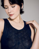 Rich blue Guenda camisole from Boglietti is crafted from a lightweight Filoscozia cotton with a starburst pattern knit into its design