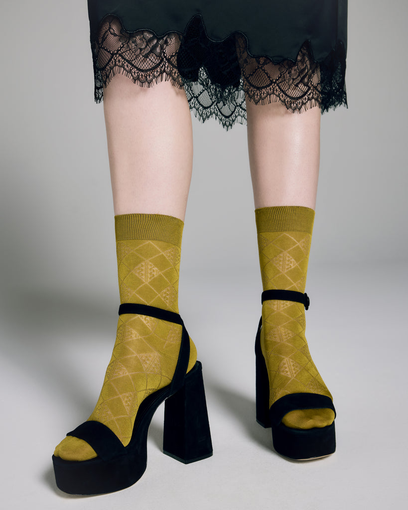 Bresciani Chartreuse Cotton Sock