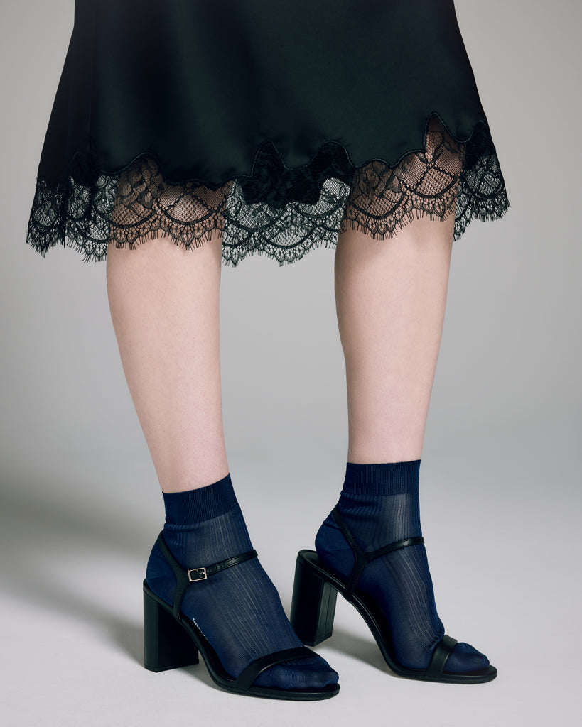 Bresciani Blue Silk Ankle Sock
