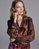 Christine's Carmen pajama has a loose, easy silhouette in a long sleeved top with a notched collar and self-covered buttons