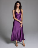Classic Carmen silk gown from Christine Vancouver is crafted from a vibrant emperor purple silk