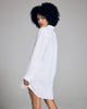 The Sicily white linen shirt from Derek Rose has an oversized fit with a curved yoke back, side vents, and two-piece collar