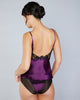 The Clara bias cut silk camisole from Emma Harris has a low back, thin spaghetti straps, and appliqué at the entire top and hem