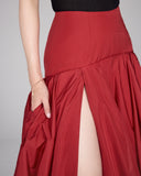 The high side slit on FrancesKa's Sussy skirt is playful and functional, offering ease of movement 