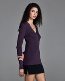 Classic fine ribbed Jeune cardigan from John Smedley is crafted from a temperature regulating rich dark purple extra fine merino wool