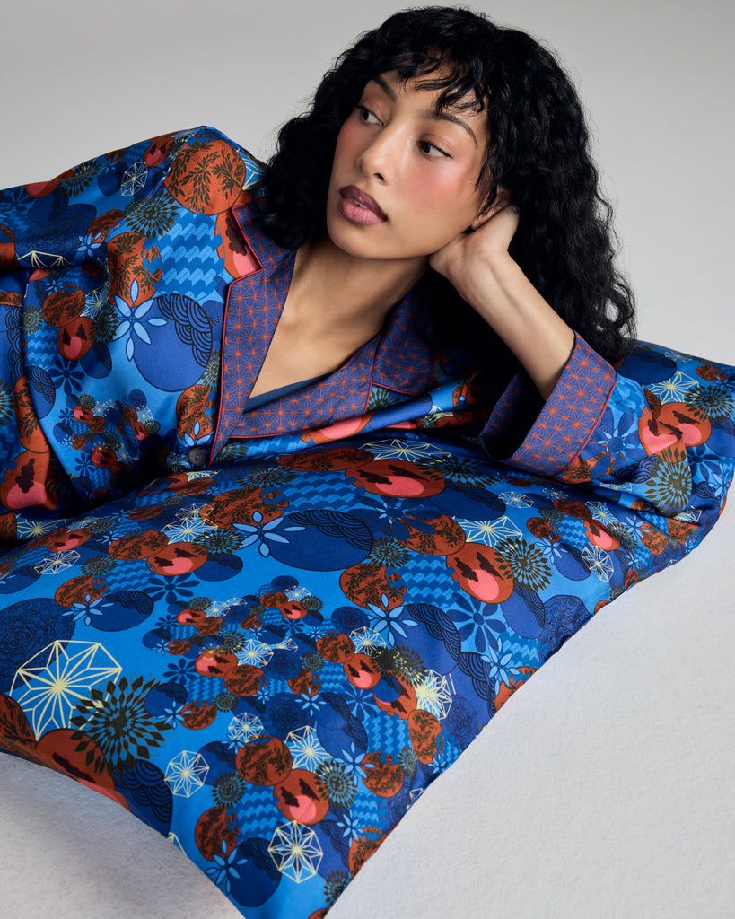 Tama Blue Silk Pillowcases