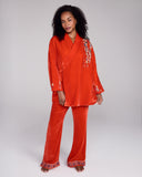 The one size cut on the Hanten jacket from Karma on the Rocks is draped and easy, with internal and external silk velvet tie closure