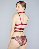 Karolina Laskowska's Cassiopeia Burgundy brief panty is sleek and comfortable, with a low rise fit and silk-lined gusset