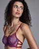 The Eos Primaria underwired bra from Karolina Laskowska has a tulle backing to the lace, coordinating silk bows with a crystal drop in the center, silk shoulder straps, adjustable hand-dyed elastics