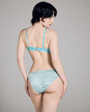 The Ephyra brief from Karolina Laskowska is sleek and comfortable, entirely lined in beige tulle for structure with a ruched silk rear and silk gusset
