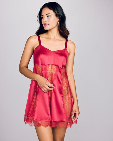 Celeste Raspberry Silk Camisole Set