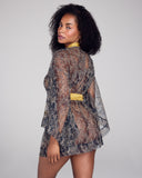 Merle Noir Navy Lace Robe