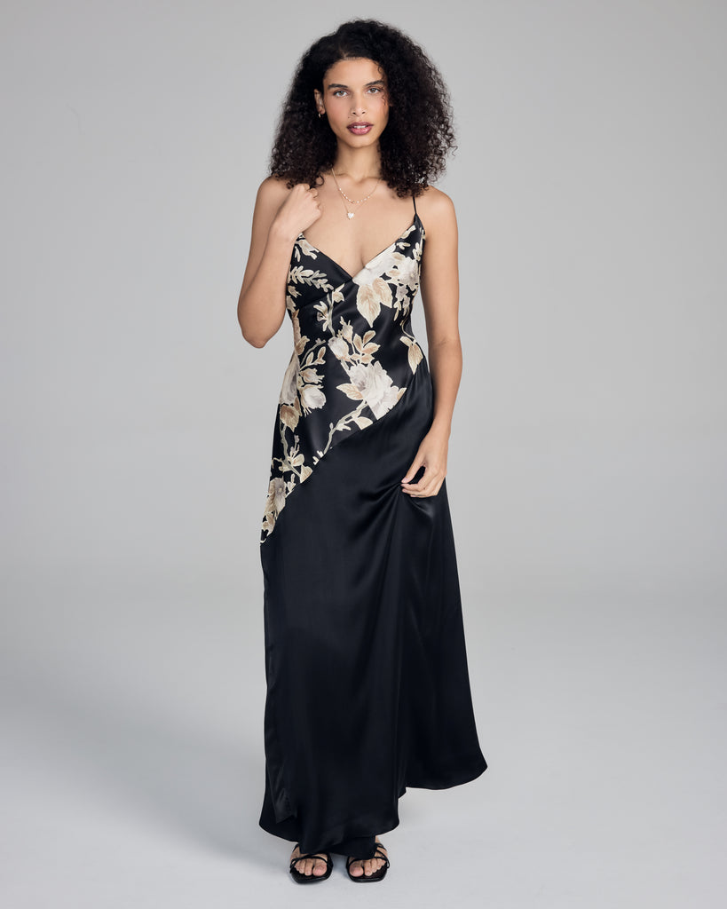 Merle Noir Valentino Print Silk Wrap Dress