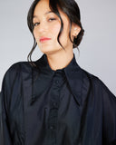 Whisper-weight Big Collar blouse from Stelios Koudounaris is crafted from a gauzy black cotton/silk blend
