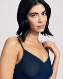 Aromatique Blue Rib Silk Accordion Camisole