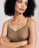 Classic camisole from Aromatique is crafted from superfine knit ribbed silk in a neutral bronze-gold, semi-sheer, lightweight and cut to hug every curve